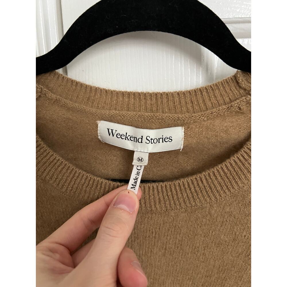 Weekend Stories Revolve 100% Recycled Cashmere Camel Brown Sweater - Picture 4 of 6